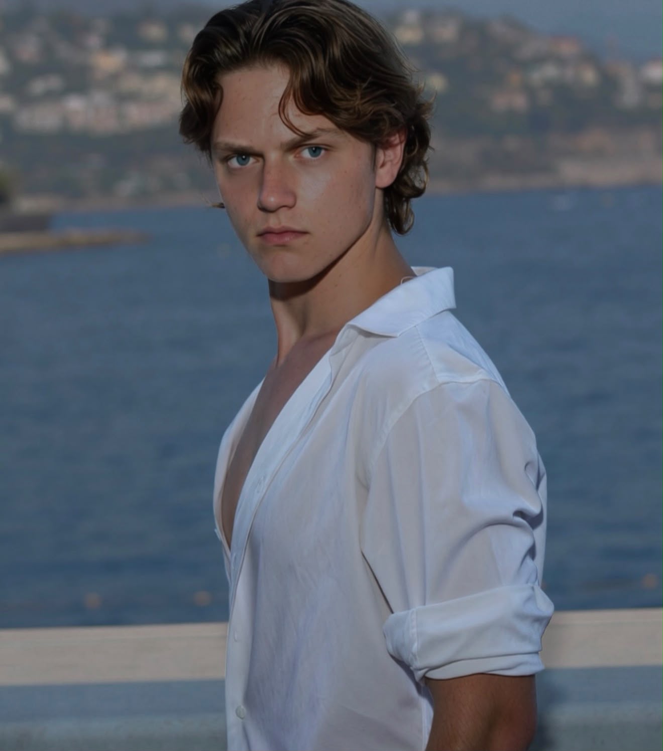 Male model portrait on the coast