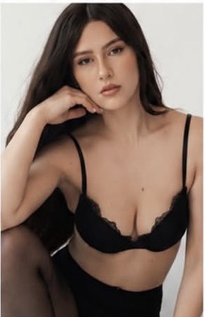 Francesca D studio portrait in black lingerie